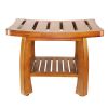 Oceanstar Solid Wood Spa Bench with Storage Shelf, Teak Color Finish