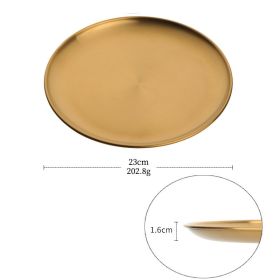 Korean Style Stainless Steel Barbecue Plate Brushed Round Color Fruit Food Plate Tableware (Color: Gold)