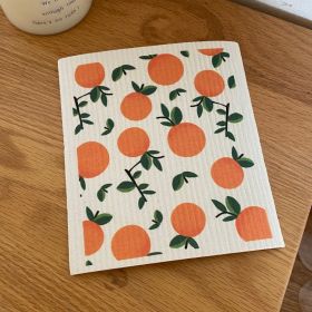 Cartoon Printing Environmental Protection Cellulose Sponge Dishcloth (Option: Auspicious Orange-20x17cm)