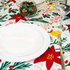 Muwago Christmas Garland Trimming Printed Fabric Tablecloth For Dining Room Decoration Washable Anti-Stain Anti-Oil Table Cover